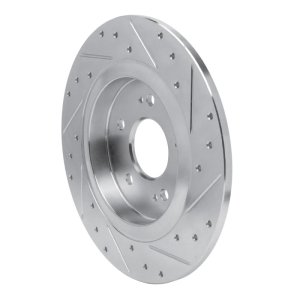 Hyundai SANTA FE Brake Rotor (1) - Rear Left - R1 Concepts - Drilled & Slotted - Silver - `19-`25